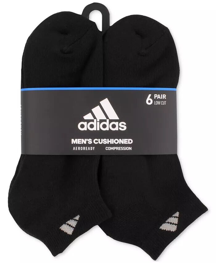 Мужские мягкие спортивные носки, 6 пар, низкая посадка adidas, черный — фото 3