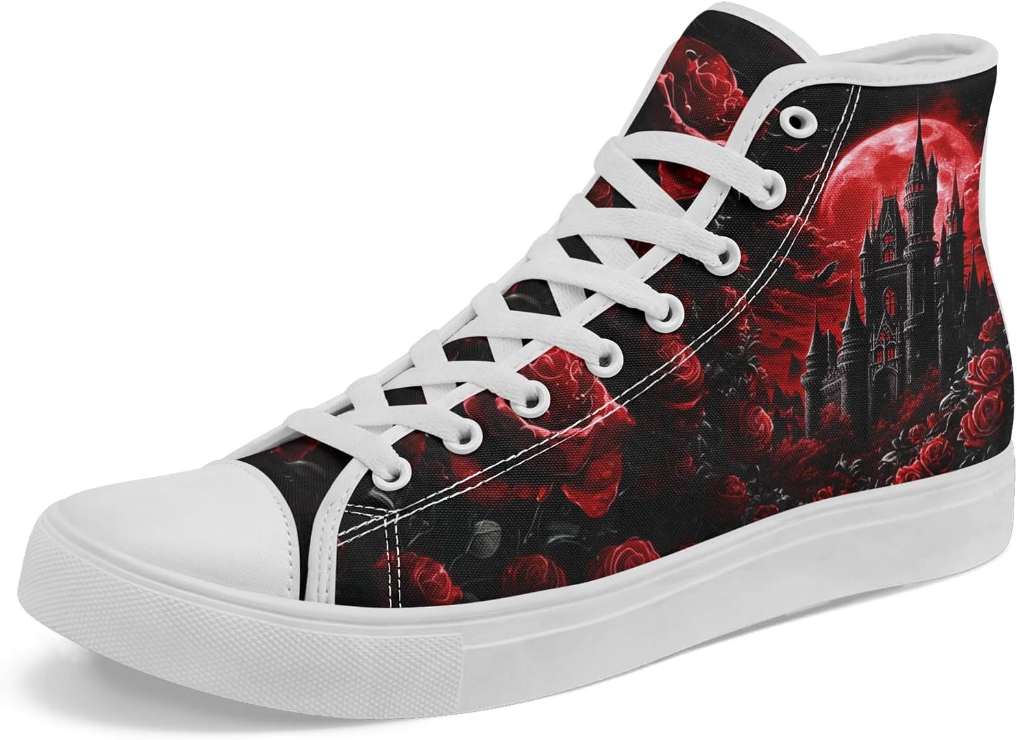 

Мужские высокие кеды AWSOLE из холщовой ткани, стильные готические с черепом, повседневные кроссовки унисекс, дышащие и легкие, белый/черный/красный/розовый/серый/угольный