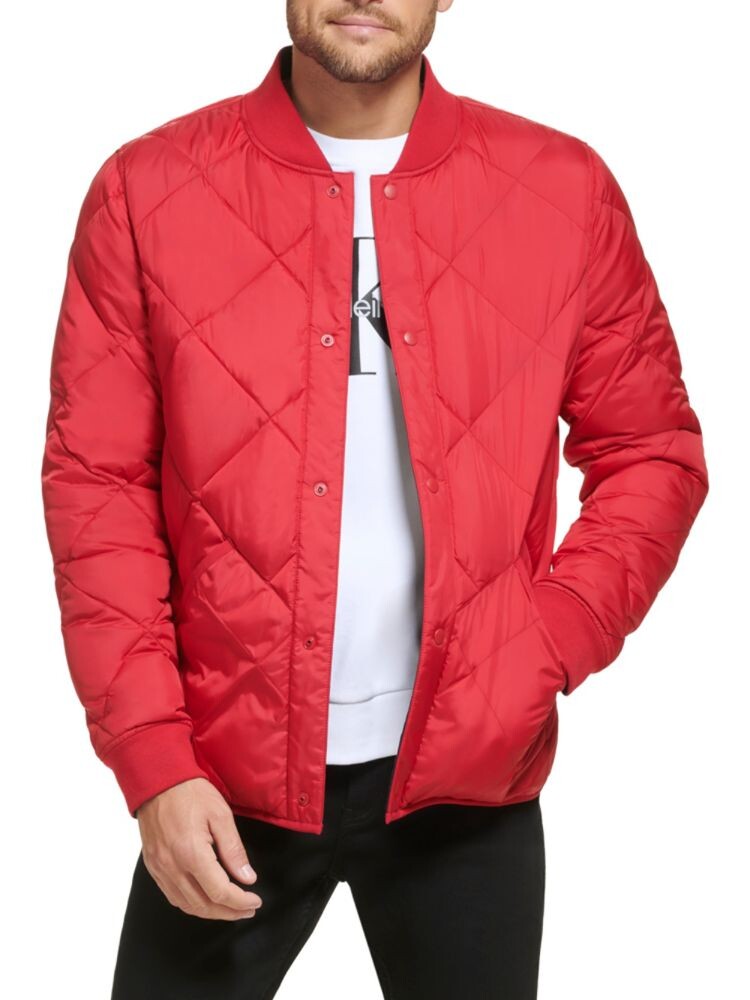 

Двусторонний стеганый бомбер на кнопках спереди Calvin Klein, цвет Deep Red