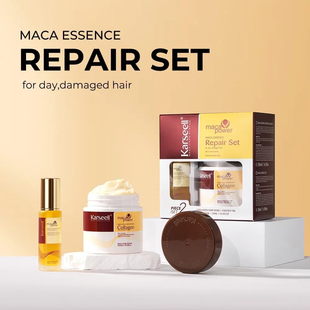Набор для восстановления волос Karseell Maca Essence Repair Set: коллагеновая маска и масло Karseell