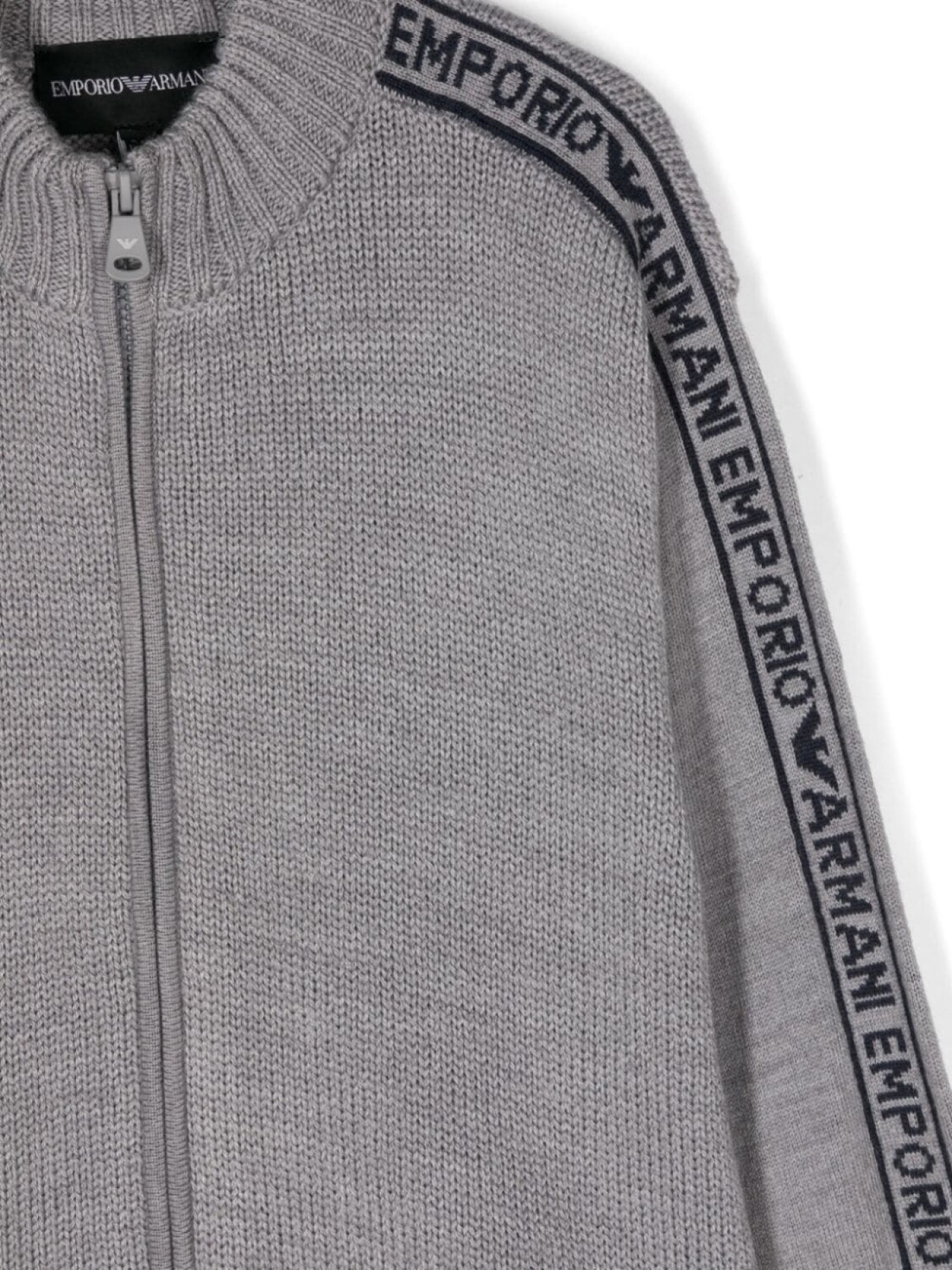 Emporio Armani Kids свитер на молнии с логотипом и интарсией, серый — фото 3