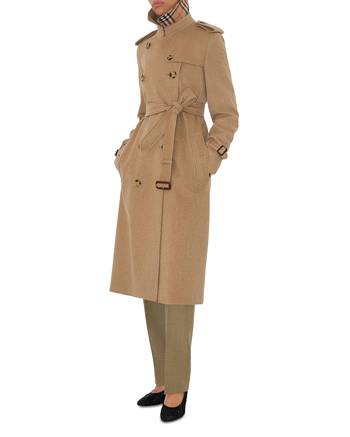 Длинный кашемировый тренчкот Kensington Burberry, коричневый/бежевый — фото 2