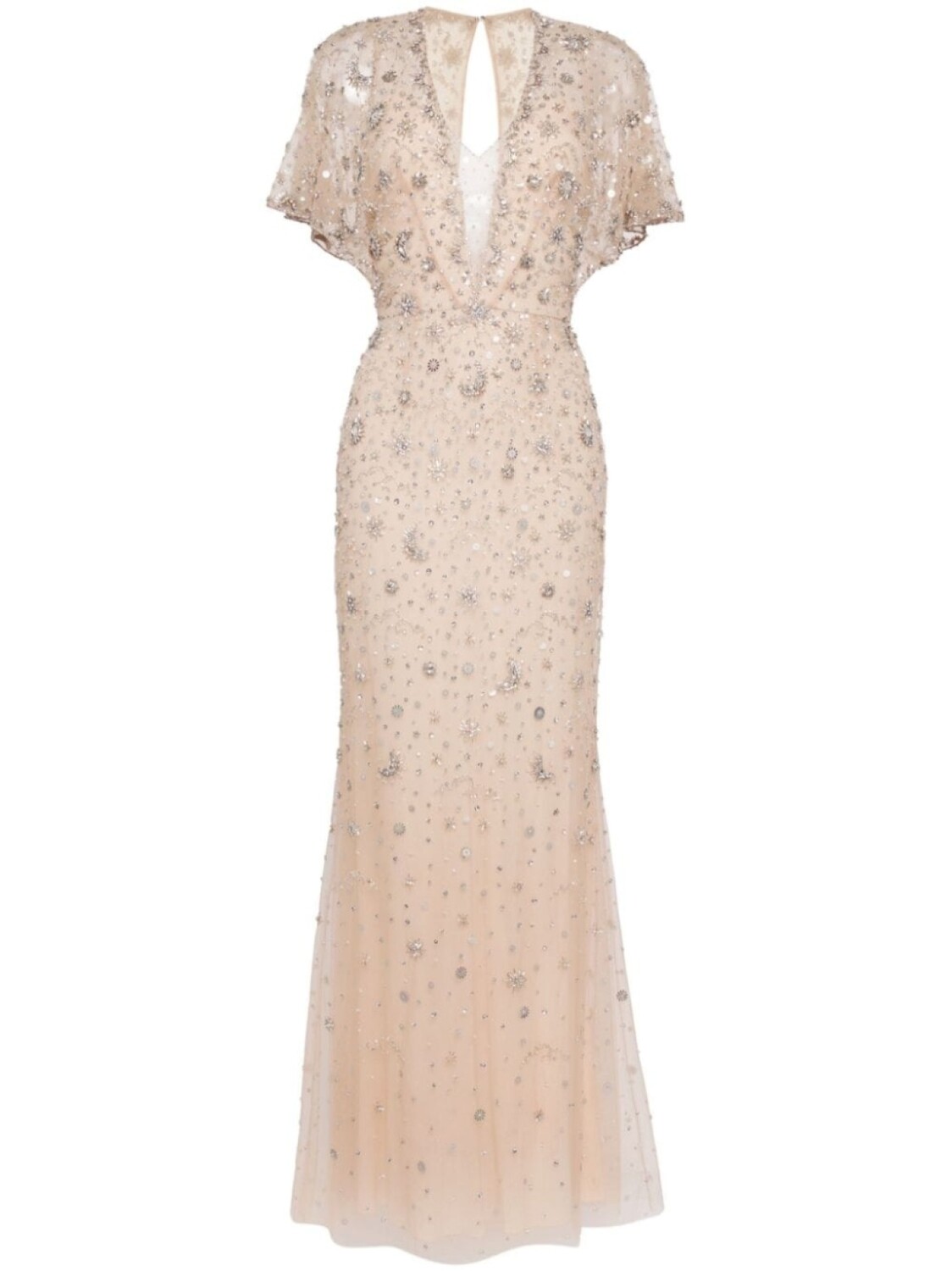 

Jenny Packham платье Luna с кристаллами, нейтральный цвет