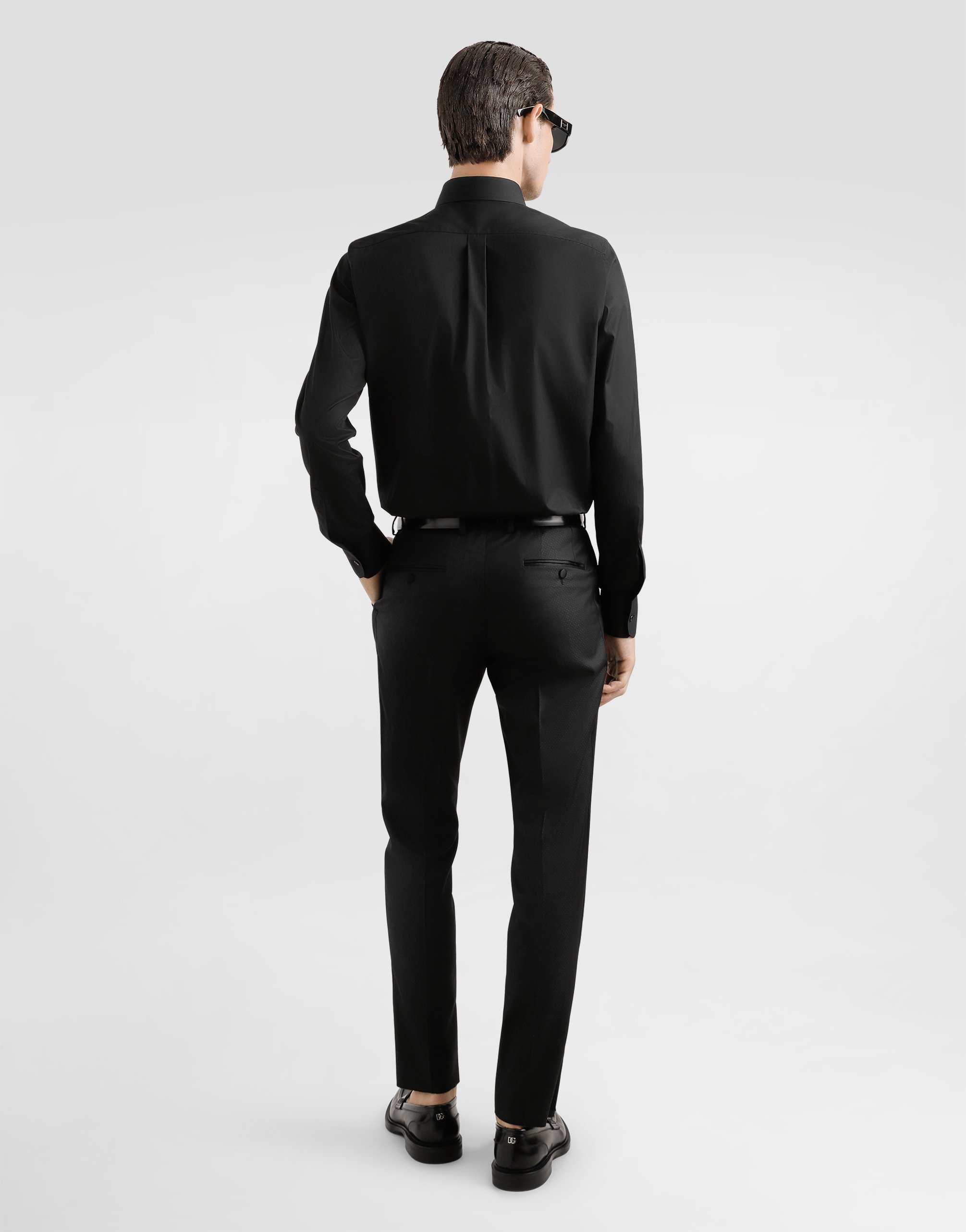 Хлопковая рубашка с гербовой нашивкой Dolce & Gabbana, черный — фото 3