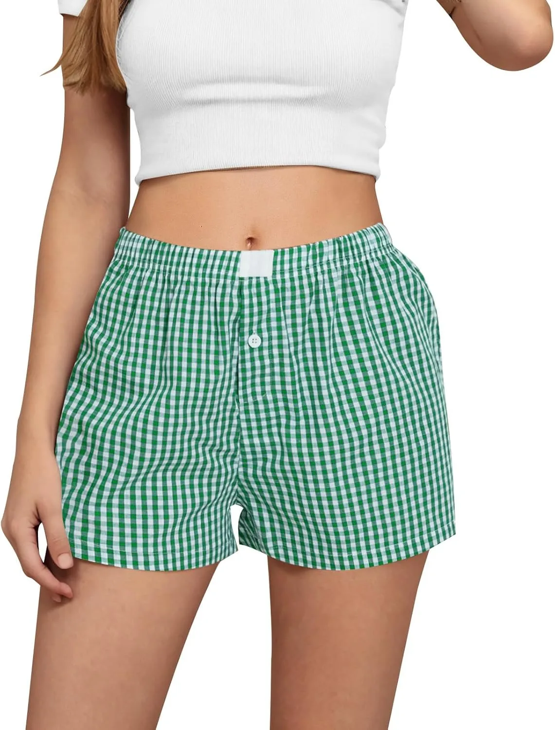 

Женские шорты-боксеры в клетку с эластичным поясом