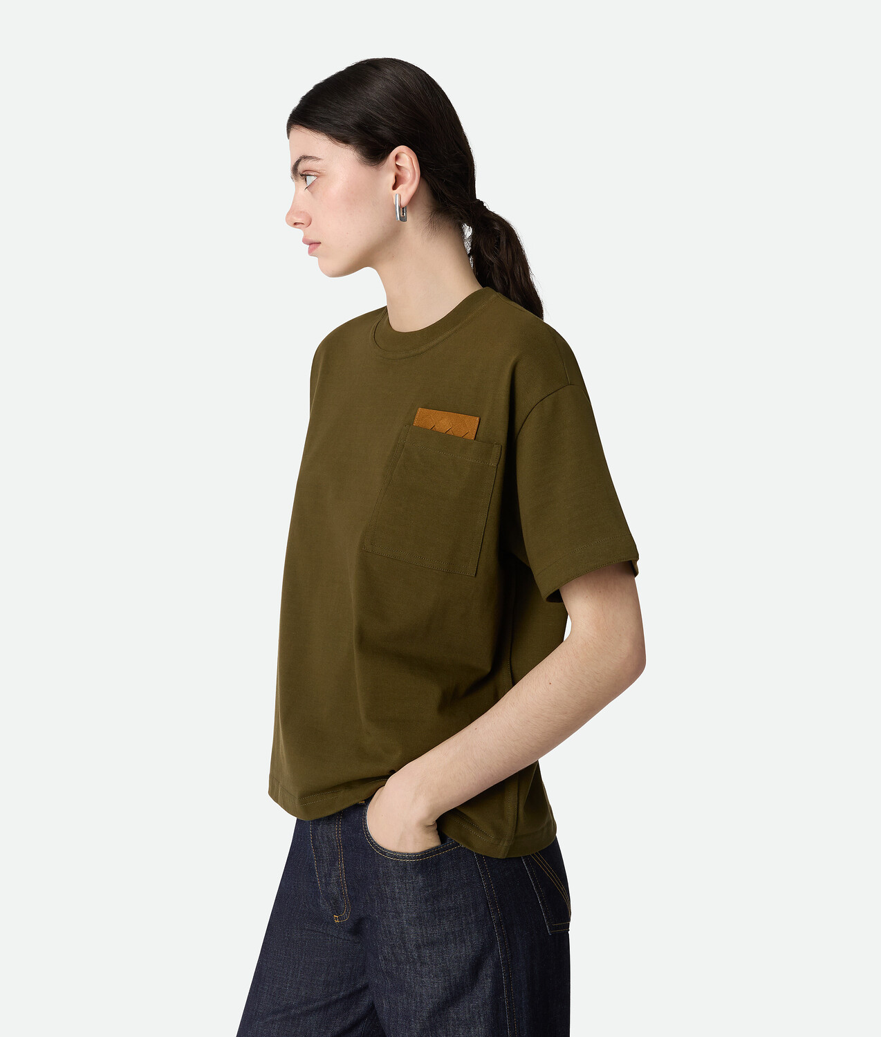 Cotton jersey t-shirt BOTTEGA VENETA, сосново-зеленый — фото 2
