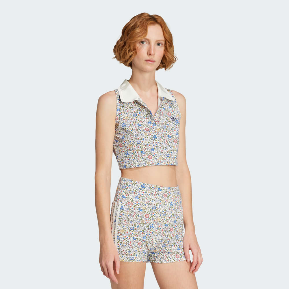 

Топ Adidas Originals x Liberty London Sleeveless Crop Polo, цвет Off White/Semi Lucid Red