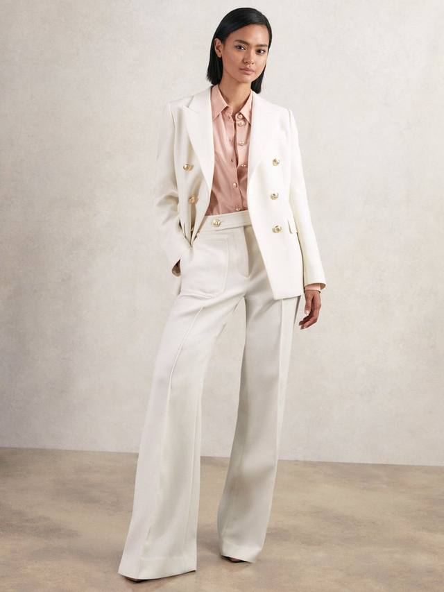 

Лилейный жакет из твила с двойной застежкой из шерстяной смеси Reiss, White