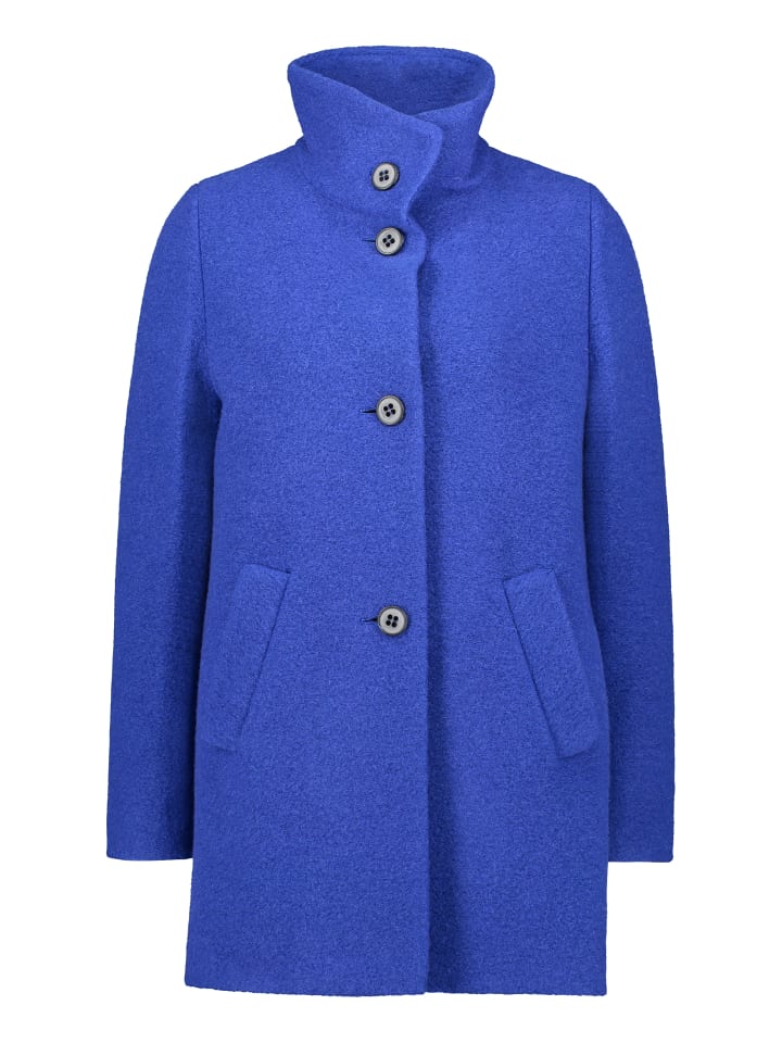 

Короткое пальто с воротником-стойкой из ярко-синего меланжа AMBER & JUNE