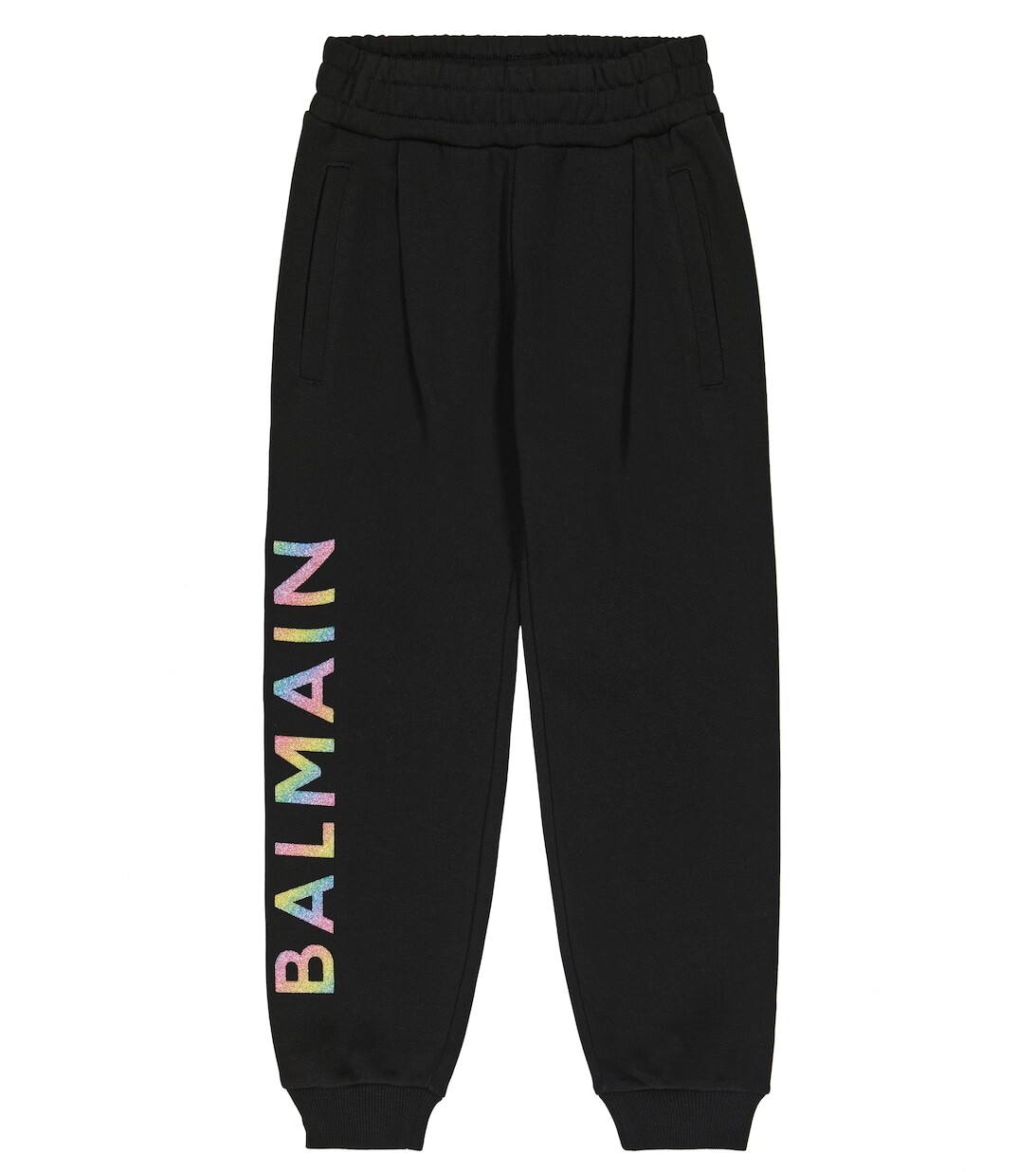 

Хлопковые спортивные штаны с логотипом Balmain, черный
