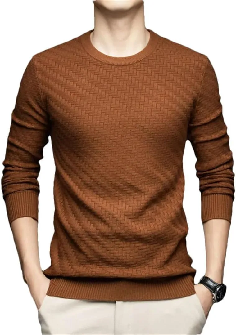 

Мужской зимний вязаный пуловер с круглым вырезом и длинными рукавами