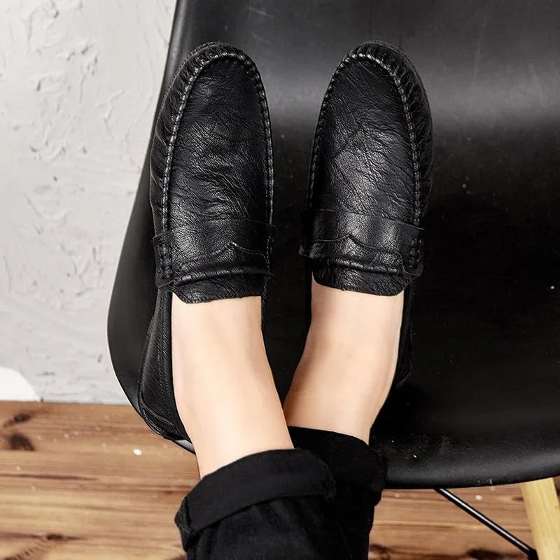 Лоферы мужские из эко-кожи, Loafers for Men Round Toe, Black SayfuR — фото 2