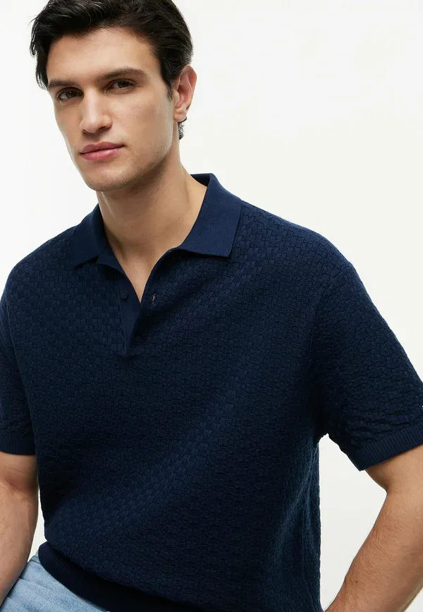 Футболка поло Tommy Hilfiger Gmd structure ss polo garment dyed, угольно-синий — фото 4