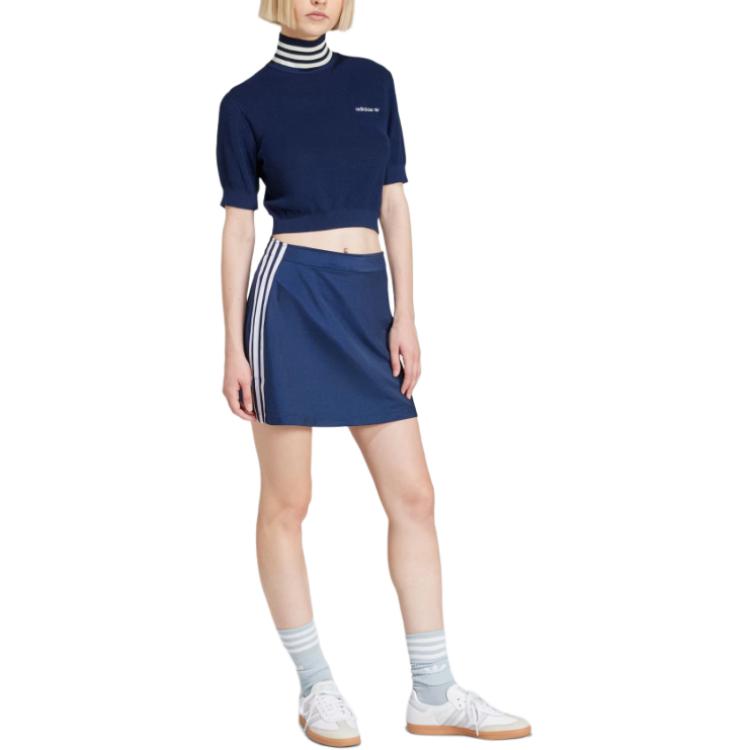 Adidas Originals Adidas женская укороченная водолазка night indigo/off white — фото 4