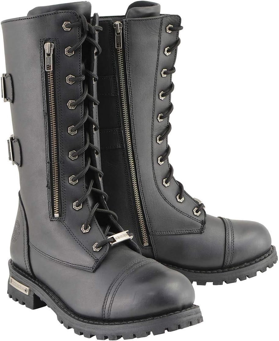 

Мужские тактические кожаные ботинки Milwaukee Leather, 13 дюймов, черные, на шнуровке, с молнией и карманом для хранения MBM9069-12