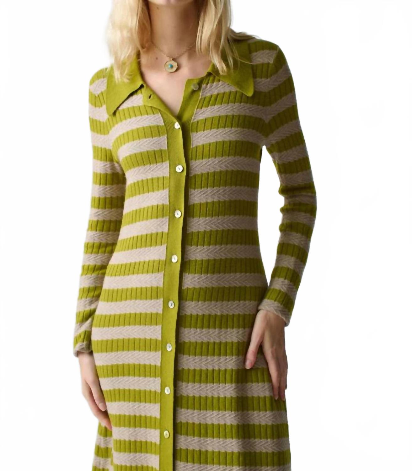 

Платье Morrissey в текстурированную полоску цвета оливкового масла Lingua Franca, Olive Oil