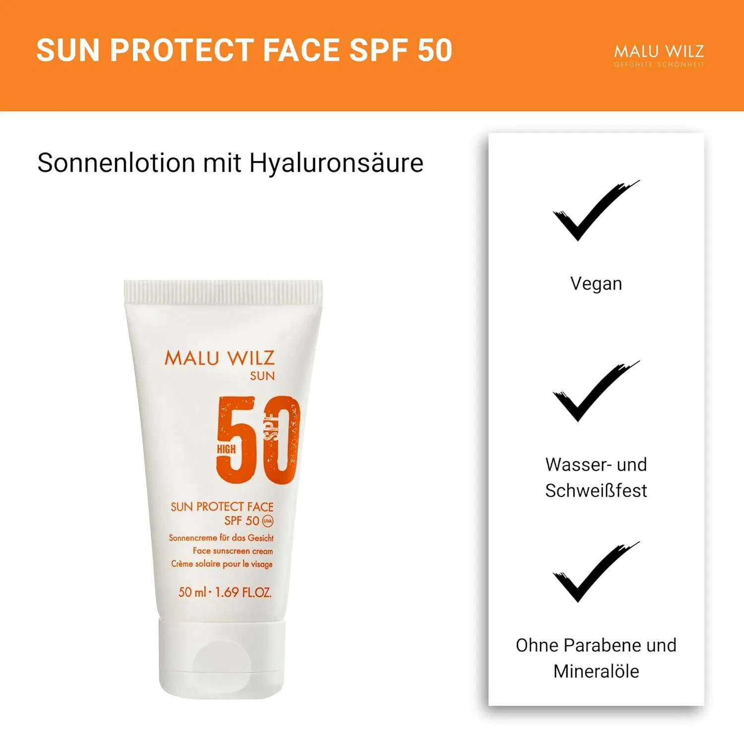 Солнцезащитный крем для лица SPF 50 Malu Wilz Sun Protect Face, 50 мл Malu Wilz — фото 3