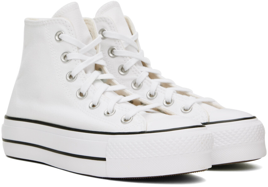 Белые кроссовки Chuck Taylor All Star Canvas Platform High Top Converse, белый/черный/белый — фото 4