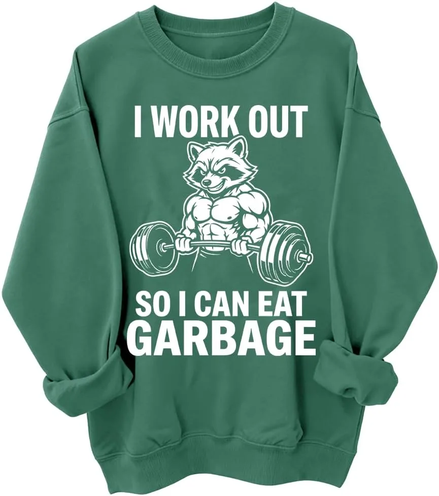 

Толстовка I Work Out So I Can Eat Garbage с енотом Woati