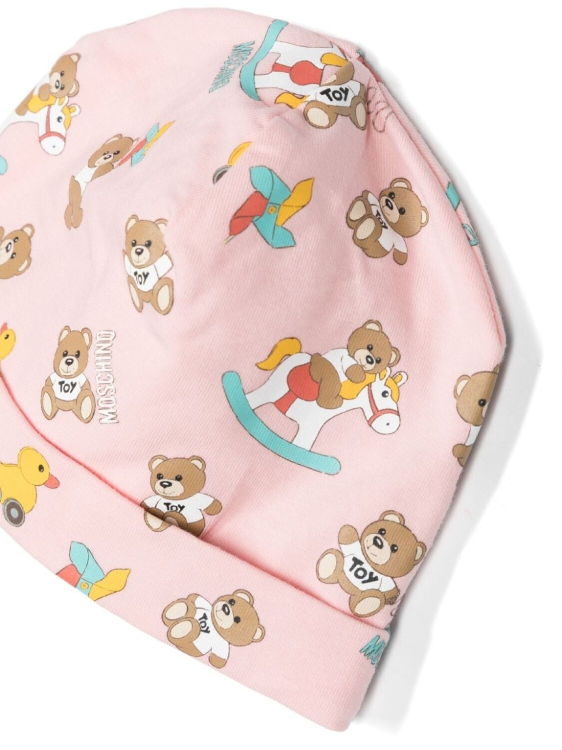 Moschino Kids комплект из комбинезона и шапки с принтом, розовый — фото 3