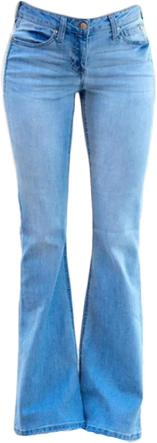 

Andongnywell женские джинсы-клеш Mid Waist с широким низом