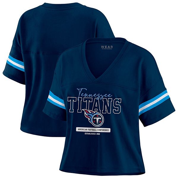 

Женская футболка v-образного выреза Tennessee Titans с цветными блоками Wear By Erin Andrews