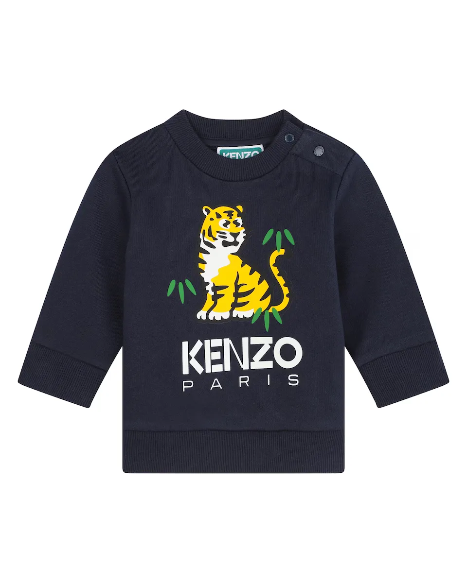

Синяя хлопковая толстовка для мальчика Kenzo Kids, темно-синий