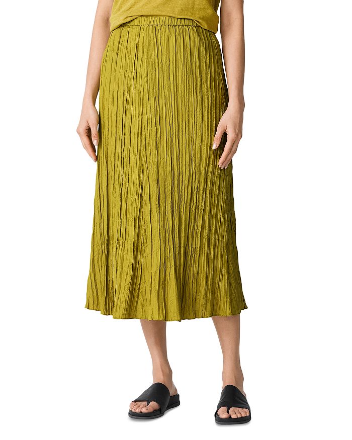 

Юбка-колокол из жатого шелка Eileen Fisher, желтый