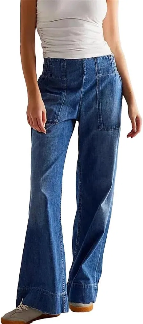 Джинсы с высокой талией, A