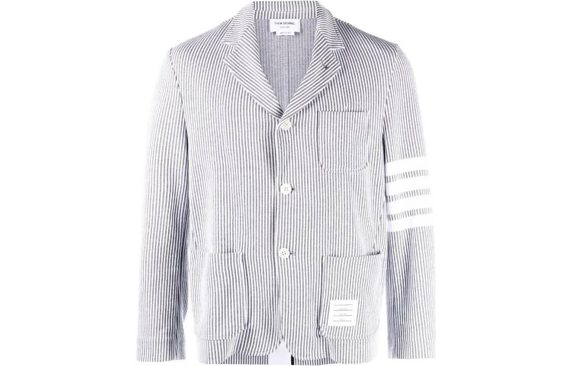 

Однобортный блейзер в полоску 4 бара THOM BROWNE, серый