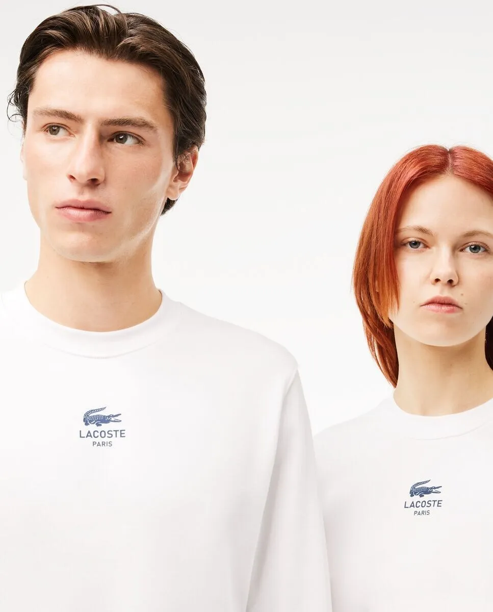 Унисекс небрашированный плюшевый свитшот Lacoste, белый — фото 3