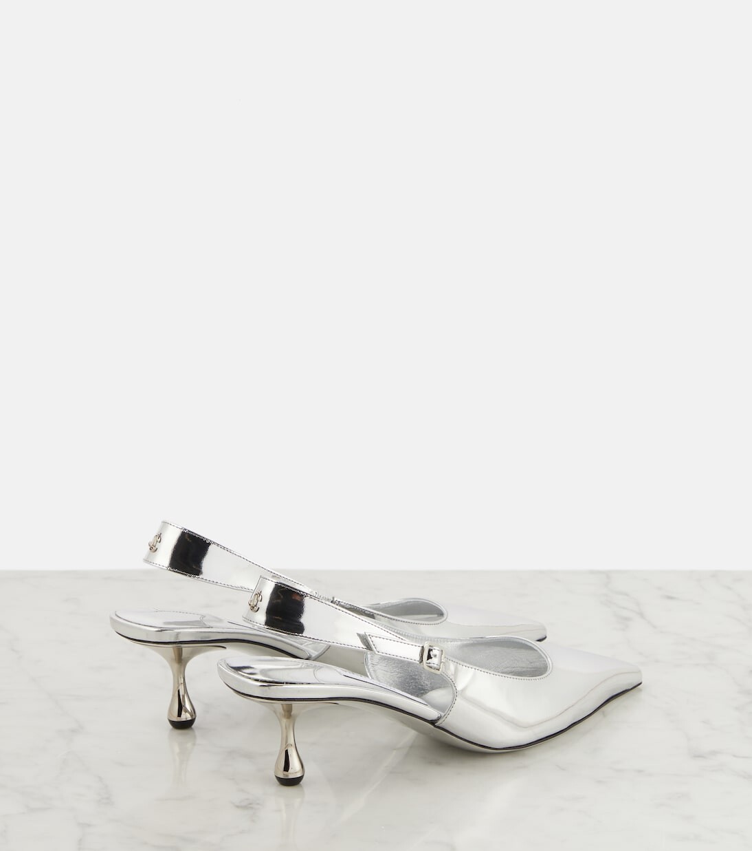 Туфли amel из металлизированной кожи с пяткой на пятке Jimmy Choo, серебряный — фото 3