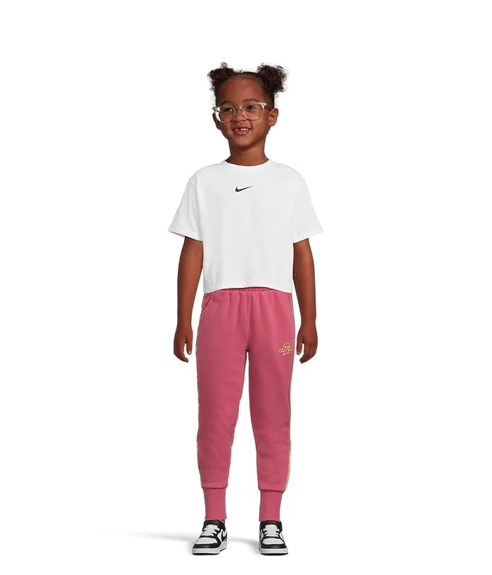 Джоггеры флисовые свободные Sportswear Club Fleece Oversized Nike Kids, Sweet Beet/Metallic Gold — фото 4