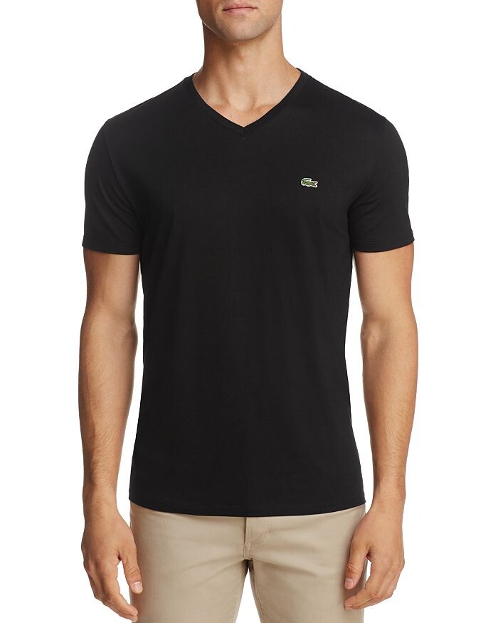 

Хлопковая футболка Lacoste с V-образным вырезом Pima, черный
