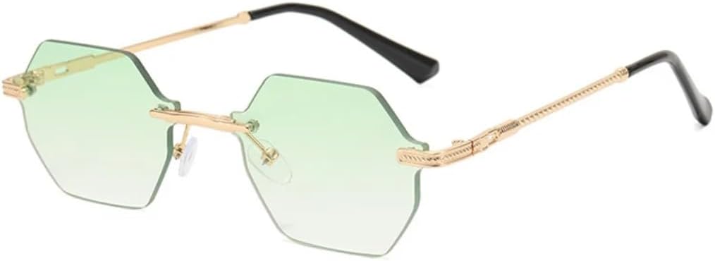 

Солнцезащитные очки с защитой UV400 | Без оправы, металлический панк, разноцветные линзы | Для женщин и мужчин, для занятий спортом на открытом воздухе и вождения DSVIGF, Gold-lightgreen