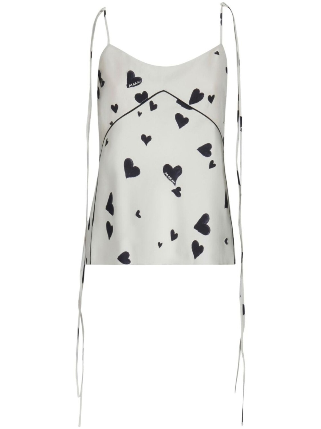 

Marni шелковый топ Bunch of Hearts на бретелях, белый
