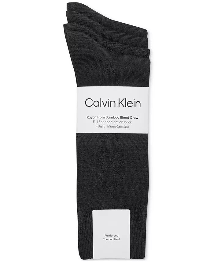 Мужские 4 шт. Носки для экипажа Calvin Klein, черный — фото 2