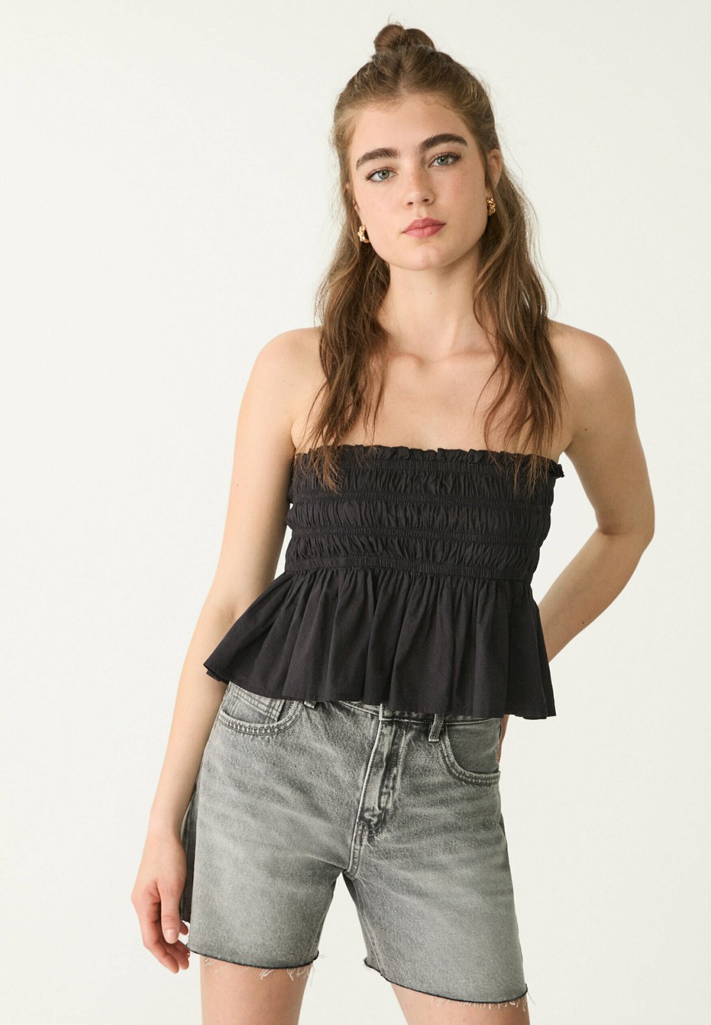 

Топ FLOWING BANDEAU - Blouse Stradivarius, черный