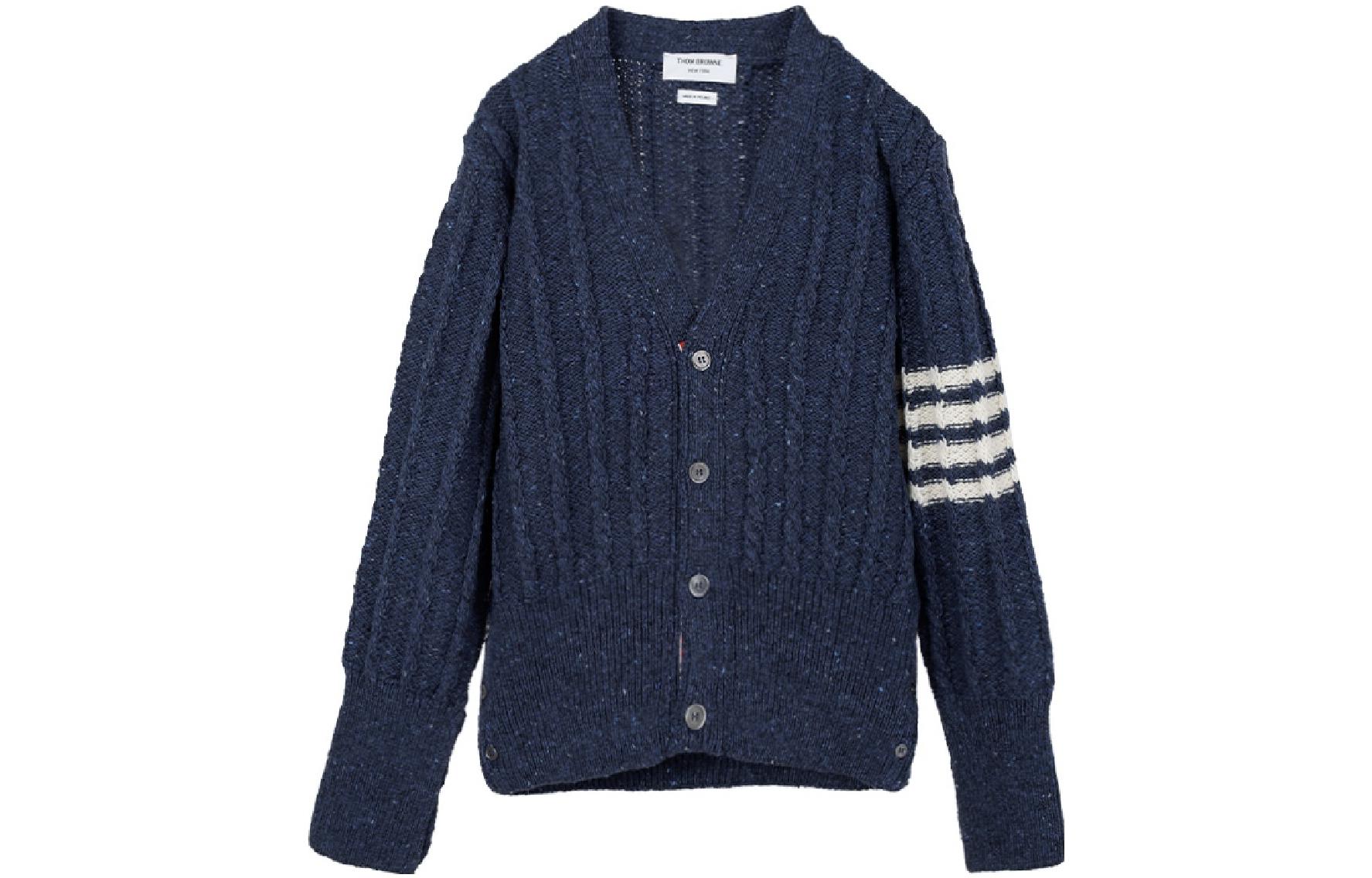 

Вязаный кардиган с 4 планками THOM BROWNE, синий