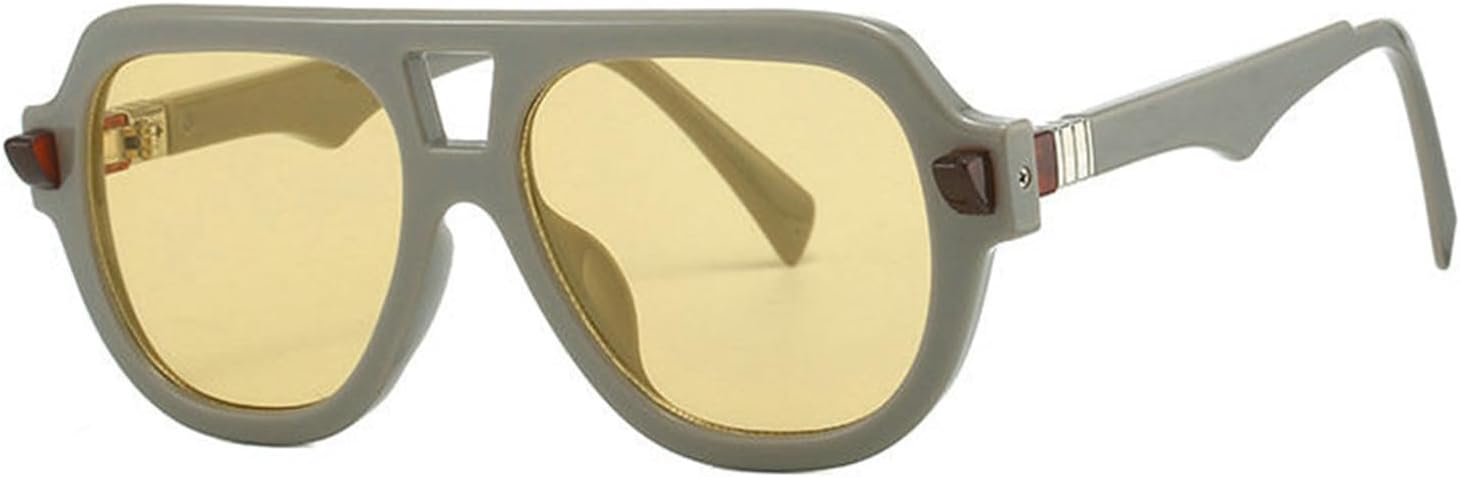 

Солнцезащитные очки Helena Retro с двойной перемычкой в ​​стиле 70-х, модель Pilot, модные, квадратные, стильные, с защитой от УФ-излучения UV400, винтажные, S67, Gray