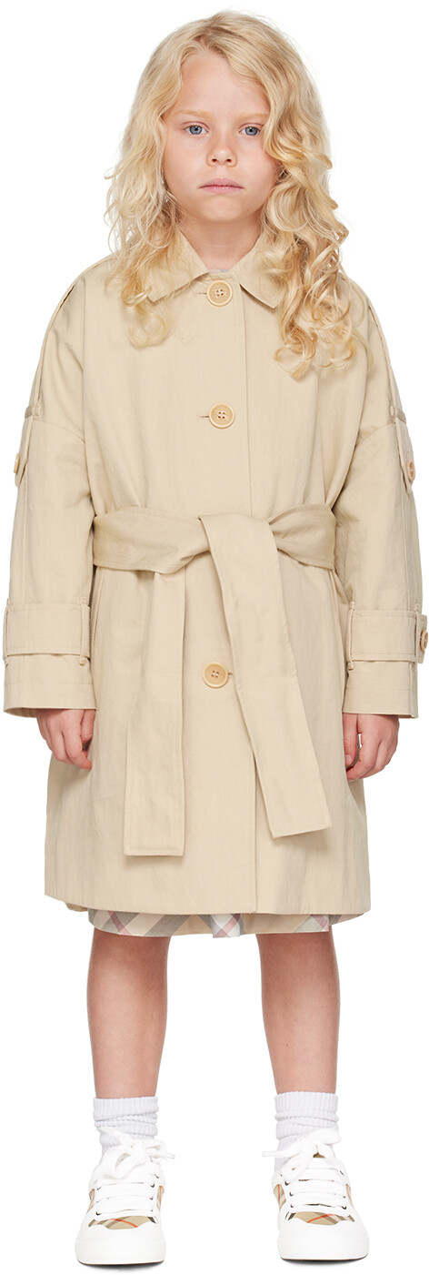 

Детское бежевое пальто из нейлона и хлопка Burberry