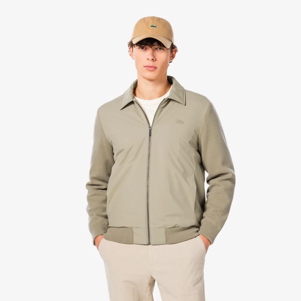 Мужская лёгкая гибридная куртка бежевая от Lacoste — фото 4