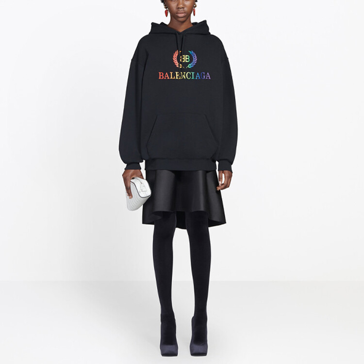 Толстовка женская Balenciaga с цветным логотипом, черный — фото 3