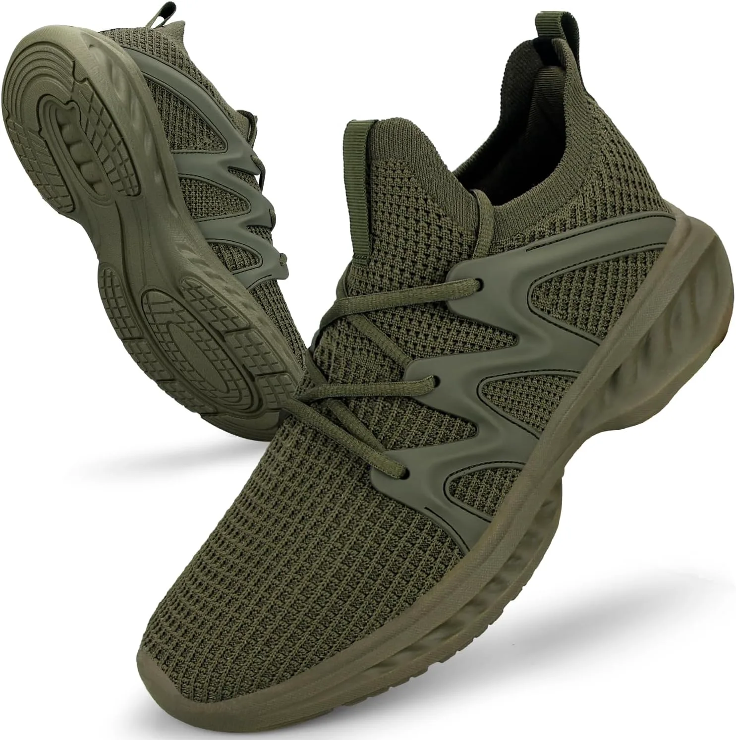 

Мужские кроссовки Pujcs с легкой посадкой без шнурков, дышащие, противоскользящие, для бега, спорта, тренажерного зала, тенниса, зеленый