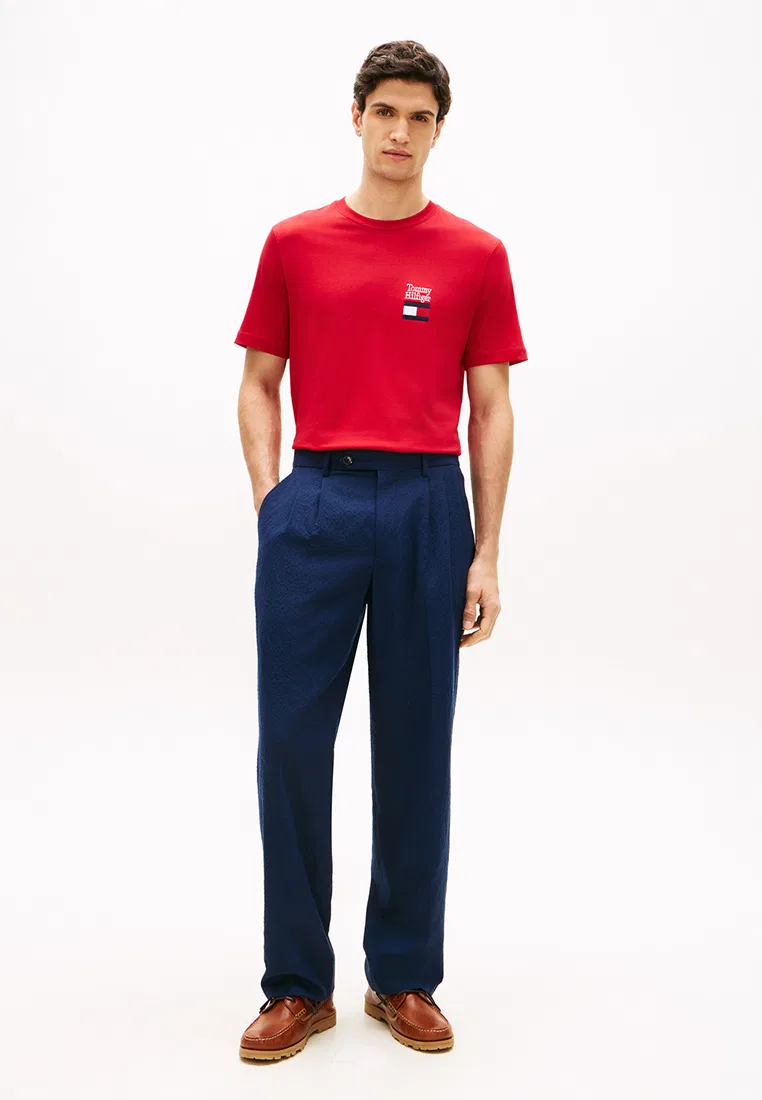 Футболка с вышивкой логотипа, круглый вырез, TH Mainline Tommy Hilfiger, красный — фото 4