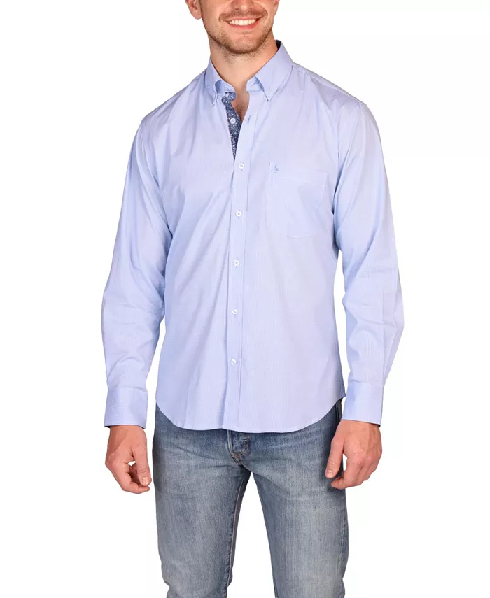 

Рубашка с длинным рукавом в мелкую клетку Tailorbyrd, синий