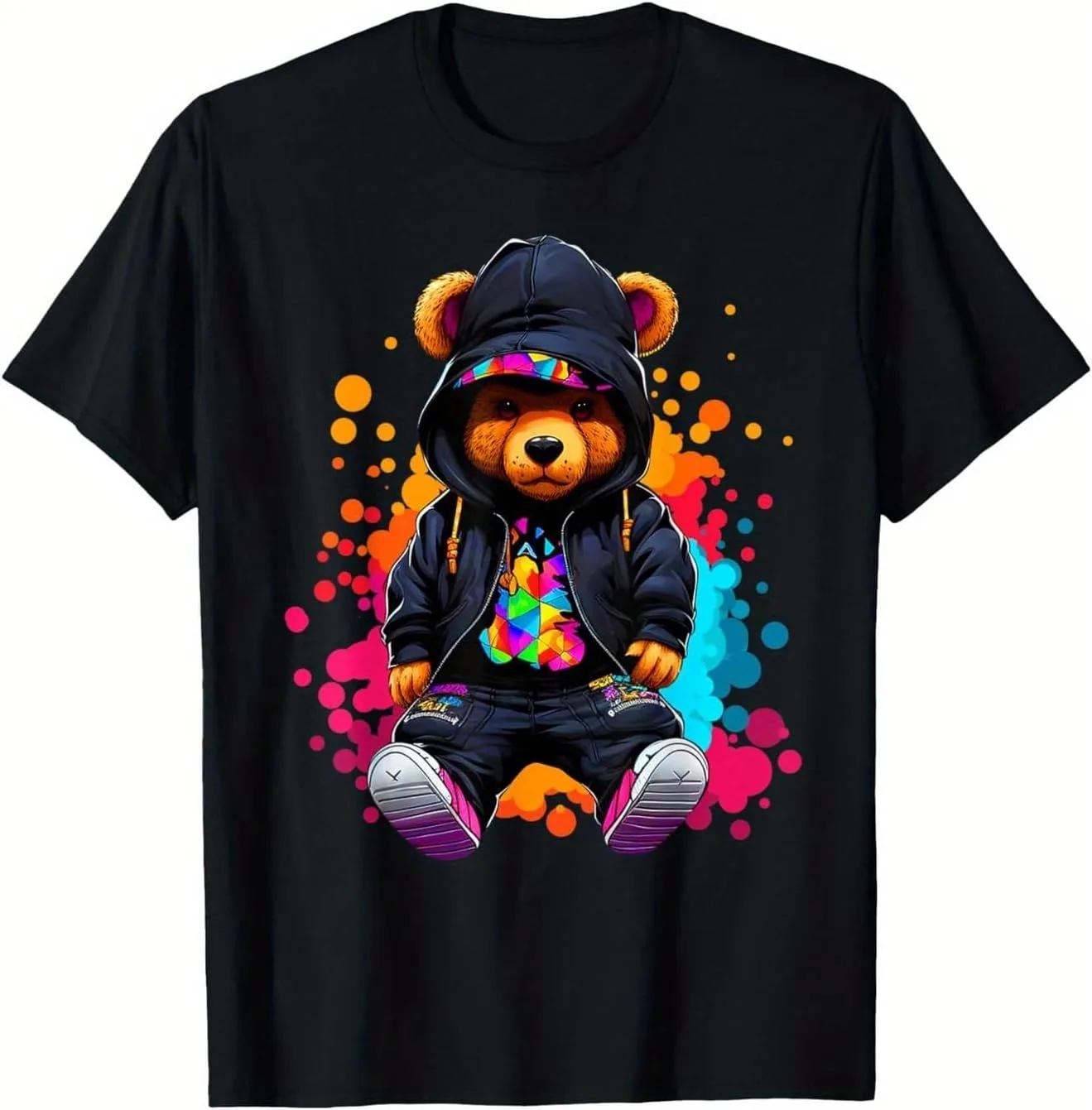 

Мужская футболка Hip-Hop с принтом медведя — 100% хлопок, уличный стиль NEKO MENA