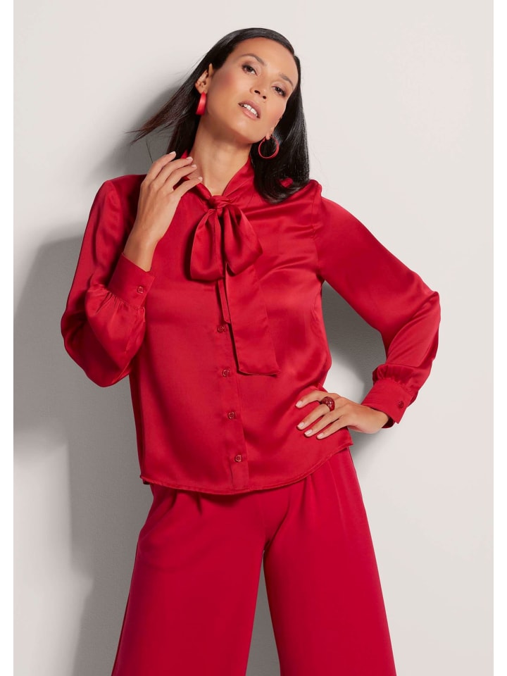 

MADELEINE Атласная блузка с бантом красного цвета