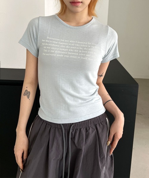 

Футболка с коротким рукавом, минималистичный принт 4INT., светло-голубой