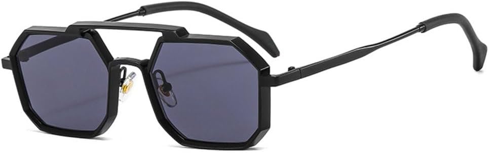 

Солнцезащитные очки в стиле ретро-метал-панк 2027 года, многоугольные, квадратные, для женщин, модные, с прозрачными линзами, защита от УФ-излучения UV400, для мужчин MTZJH, Black Grey